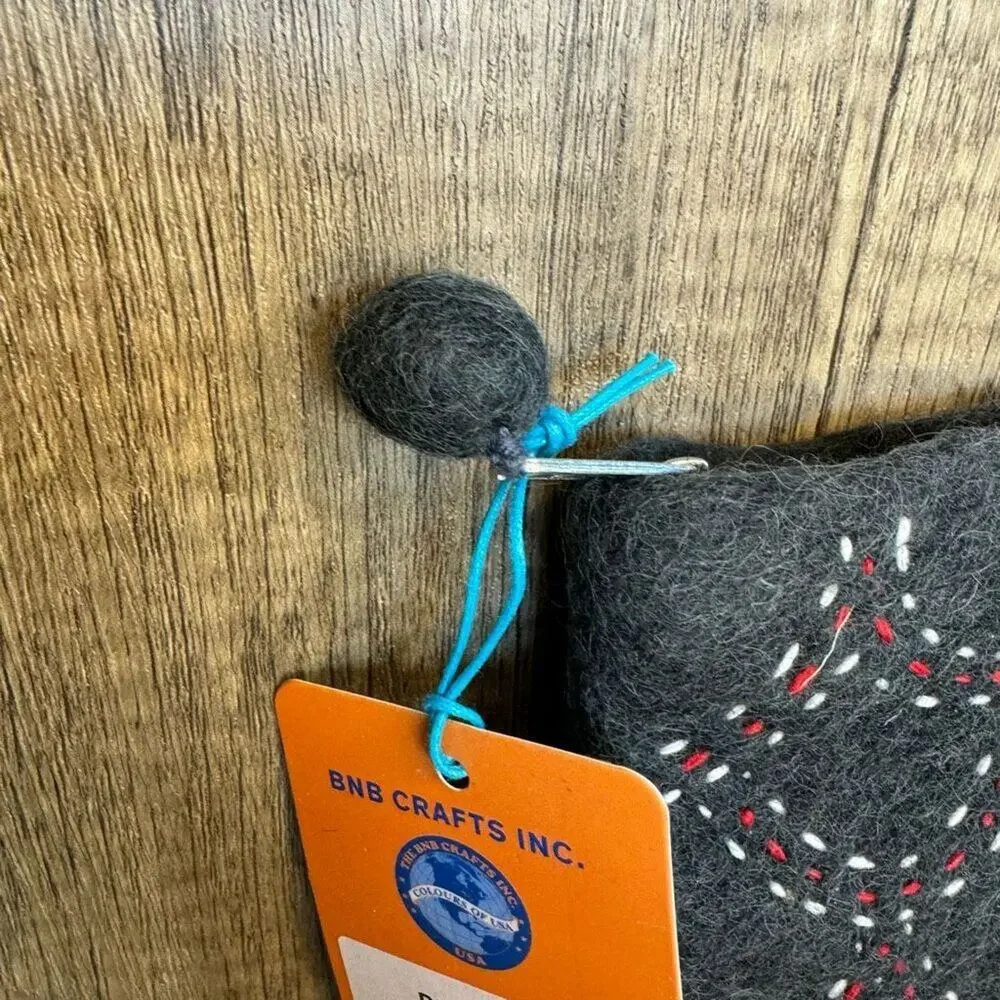 Felted Wool Dark Gray Boho Coin Purse Wallet Boho Purse Charm New FAST SHIP